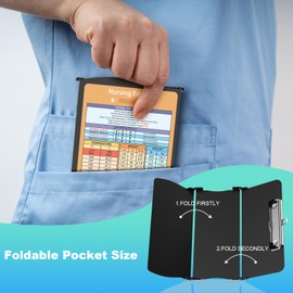 Cooperwin Clipboards Nursing Clipboard Trifold Foldable, 3 Layers Aluminum Nurse Clipboards with Nursing Edition Cheat Sheets Folding Pocket Size for Students, Nurses and Doctors (Black)