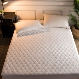 Hani Minna Premium Quilted Fitted Mattress Pad Protector Made with Natural Combed Cotton - Cooling and Breathable Mattress Topper (Full)