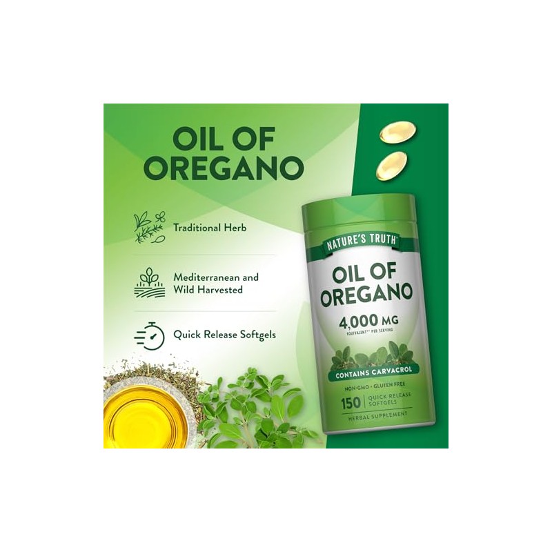 Natures Truth Aceite de Orégano 150 Cápsulas Blandas Suplemento Alimenticio