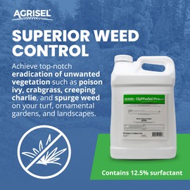 Agrisel GlyPhoSel Pro Weed Killer, Tackles Hard-to-Kill Weeds, Low-Odor, Easy Mixing, Pet Safe, Includes 3-Pack of Agrisel Protective Gloves, 320 Ounces