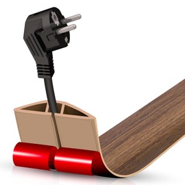 Floor Cord Cover Cable Cavity Self Adhesive Cord Hider Floor 3.3FT Floor Cable Management Power Cord Protector Floor Electric Cord Covers for Offices, Gym, Exhibitions (Misty Brown Wood, 1.18" x 3.3')