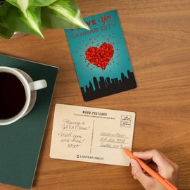 I Love You Kansas City, Missouri (4x6 Birch Wood Postcards, 2-Pack Stationary, Rustic Home Wall Decor)