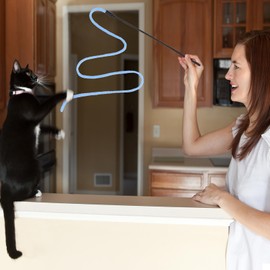 simarro 4Pcs Cat Wand Interactive Toy, Gradient Color Cat Teaser Sticks Cat String Toy Cat Training Supply for Indoor Interactive Cat Teaser Pet Toy Accessories