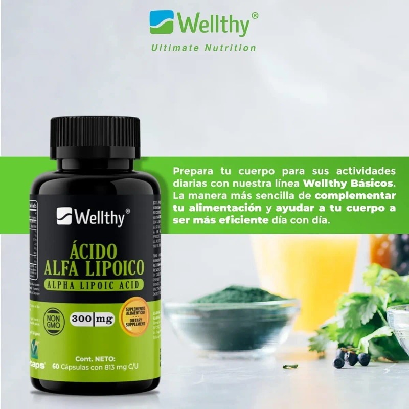 Wellthy Ácido Alfa Lipoico Con Curcuma 300mg 60caps Sabor Neutro