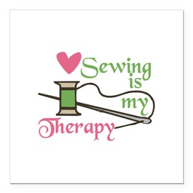 CafePress Sewing Therapy Square Car Magnet 3 X 3 Square Car Magnet, Magnetic Bumper Display