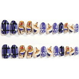 Reindeer Plaid Glossy Oval Press On Nails - 24 Pieces - Artificial Nails - Christmas Holiday Nails