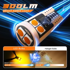 DOXMALL 194 LED Bulbs for License Plate Dome Map Turn Signal Light, Non-Polarity Amber T10 168 W5W 6-3030-SMD Replacement Bulbs for Cab Top Clearance Marker Lights