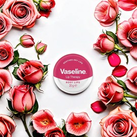 MM Vaseline Lip Therapy Rosy Lips - Moisturising Lip Balm with Rose Tint + Free Skincare Sample - Long-Lasting Hydration & Protection for Dry Lips - 20g Tin (12)