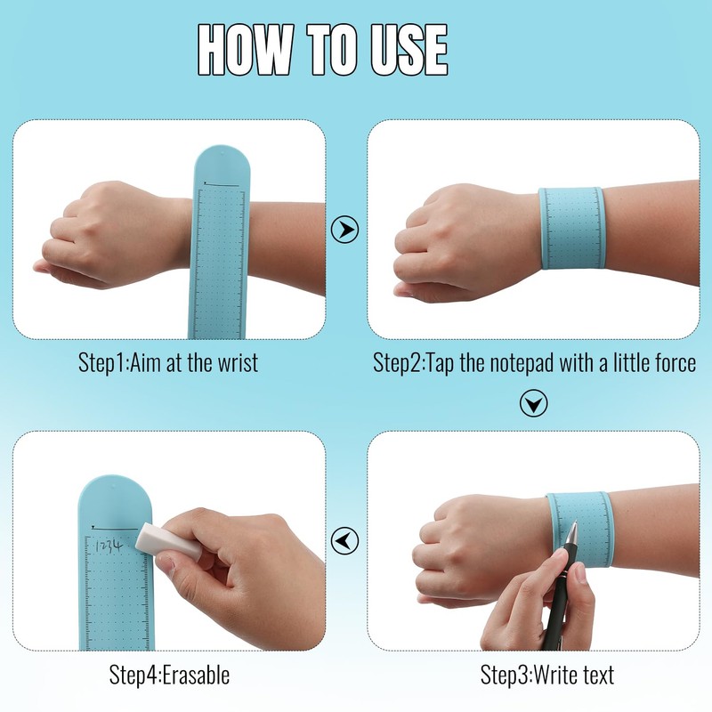Sunkoo 1PCS Reusable Waterproof Silicone Memo Wristband,Erasable Wearable Notepad with
