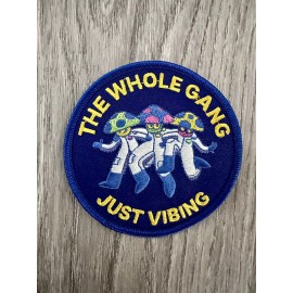 psych The Whole Gang Just Vibing Mushroom Hunting Club Shroom Trippy Iron On Patch 3”