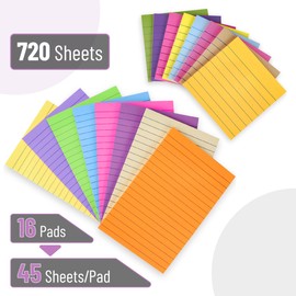 Mr. Pen- Lined Sticky Notes Set,16 Pads, 4"x6" and 3"x3", 720 Sheets, Pastel Colors, Sticky Notes with Lines