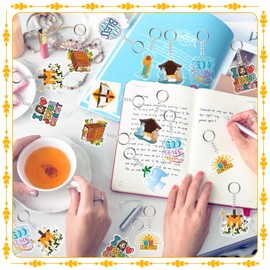 Yoloodayy 120 pcs Acrylic Christian Keychains Jesus Keychains Bulk Bible Keychain for Women Men Sunday School Baptism Gifts Christian Party Favors, 10 Styles