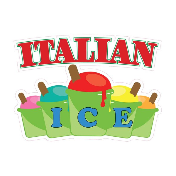 Food Truck Decals Italian Ice Concession Restaurant Die-Cut Vinyl Sticker U56 Retail Sign 10 in on Longest Side