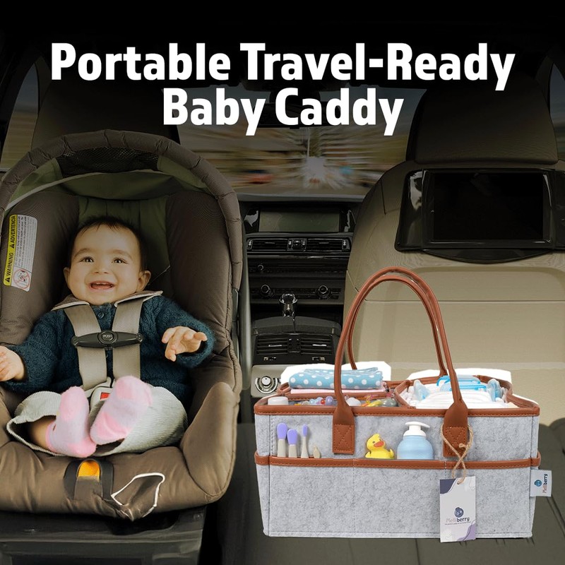 Melliberry Baby Diaper Caddy Changing Table Organizer - Baby Basket