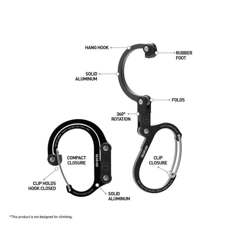 Gear Aid HEROCLIP Carabiner Gear Clip and Hook (Medium) for