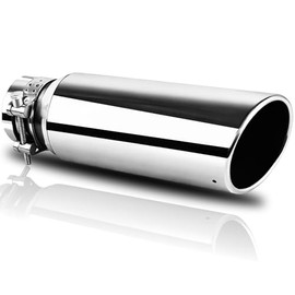 Mupera - Punta de escape universal de 3 pulgadas, salida de 4 pulgadas, punta de escape profesional de 30 cm de largo, punta de escape de tubo de cola profesional plateada con atornillado, para todas