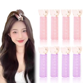 Set of 8 Magic Curler Curler Thick Bangs Curler Oval Hand Winding Curler Bangs Clip Harmless to Hair Easy to Use Makeover Curler (Pink+Purple)