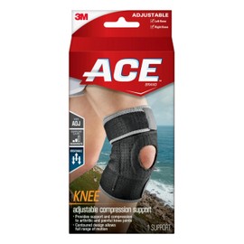 ACE Brand Adjustable Compression Knee Support, Moderate Support for Weak, Sore or Injured Joints, One Size Fits Most