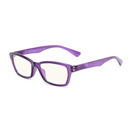 Readers.com Reading Glasses: The Brody Computer Reader Reader, Plastic Rectangle Style for Men and Women - Purple with Light Yellow, 1.00