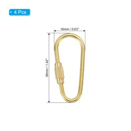 PATIKIL Brass Key Ring, Pack of 4 Screw Lock Carabiner Hook Key Holder for Keys, messing