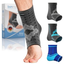 bonmedico Professional Tasano Ankle Bandage – Compression Support for Stability & Comfort – Lightweight, Breathable Fit for Sports, Training & Daily Wear – Unisex Design for Left/Right Ankle, Grey, M