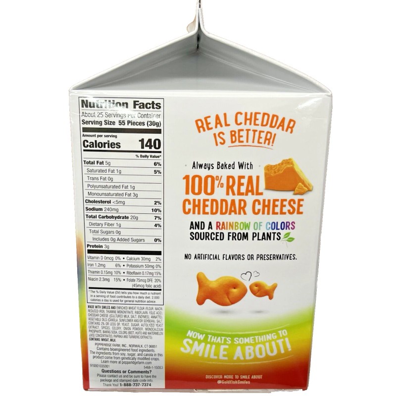 Pepperidge Farm Cheddar Colors Goldfish Baked Snack Crackers 27.3 oz