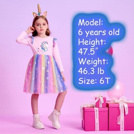 VIKITA Little Girl Dress Winter Rainbow Skirt Christmas Party Dresses for Girls 2-8 Years (LH4871, 7T)