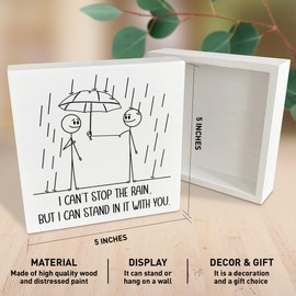 Encouragement Gifts for Women Men, Positive Motivational Gifts for Friends Coworker, Inspirational Emotional Support Wooden Box Sign Home Office Decor, I Can Stand in It with You