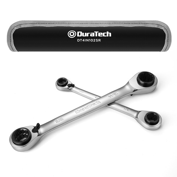 DURATECH 4-in-1 Reversible Ratcheting Box Wrench Set, Double Box End,
