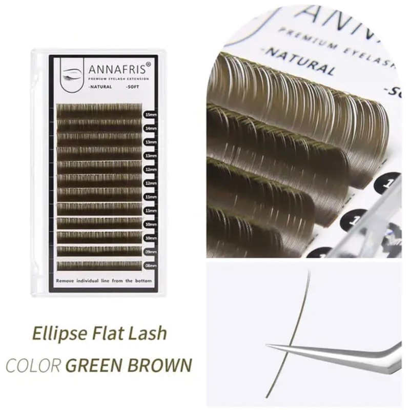 ANNAFRIS Eyelash Extensions, Ellipse Flat 0.15 C Curl, 8-15 mm,