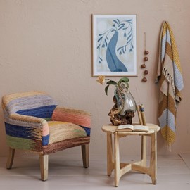 Creative Co-Op Reclaimed Glass Terrarium Vase on Wood Base, Clear and Natural