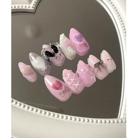 Angeling Ballet Core Handmade Nail Tips - Stiletto / 엔젤링 발레코어 수제네일팁 - 스틸레토