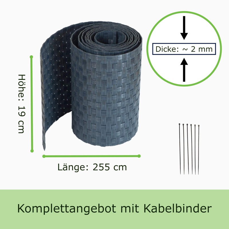 WorkingHouse Poly-rattan Visual Protection Strips, Visual Protection for Double Bar