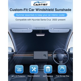 Cartist 5-Layer Windshield Sun Shade Fits for Hyundai Santa Cruz 2022 2023 2024 2025 Accessories Foldable Car Front Window Sunshade Sun Visor
