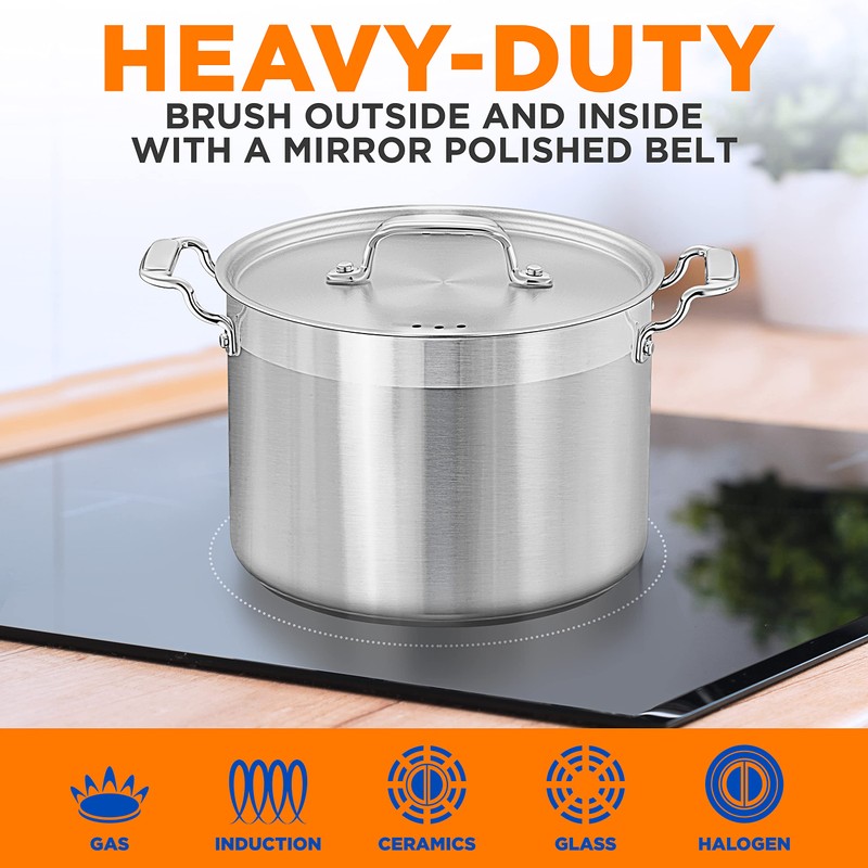 NutriChef 8 Qt Heavy-Duty Stockpot with Stainless Steel Lid -