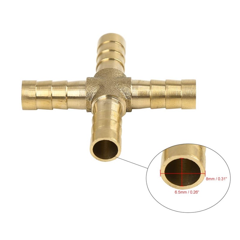 sourcing map Hose Nozzle Brass Hose Connector 8 mm 4