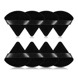 8Pcs of Triangular Powder Puff Makeup Sponges, Made of Super-soft Velvet, Designed for Contouring, Eye, and Corner, Beauty Blender Foundation Mixing Container.(Black)