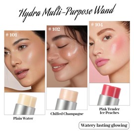 HOSAILY 3 Colors Clear Highlighter Stick, Dewy Glow Radiance Balm for Glass Skin, Hydrating Lightweight Translucent Cream Blush Stick Shimmer Illuminator Face Multiuse Watercolor Makeup
