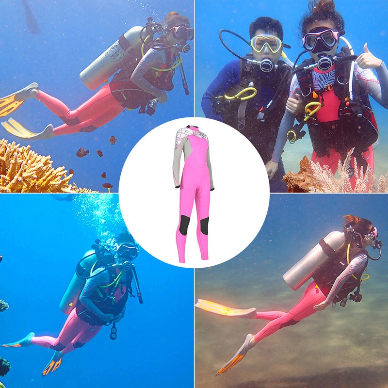 Women's Long Sleeve Wetsuit Neoprene Elastic Swimming Surfing Diving Swimsuit(XL)