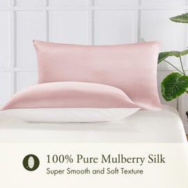 LILYSILK 100% Pure Mulberry Silk Pillowcase for Hair and Skin 19 Momme, Cotton Underside, Soft Pillow case Cover with Hidden Zipper 1Pc, Rosy Pink, Standard 20x30 inches (50x75 cm)