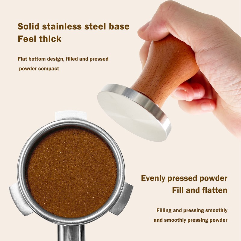 NEOUZA Barista Espresso Maker 53 mm with Wooden Handle and