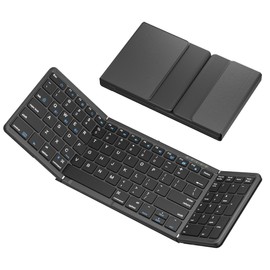 JPHTEK Foldable Bluetooth Keyboards with Touchpad Portable Wireless Keyboards with Stand Holder, Rechargeable Full Size Ultra Slim Pocket Folding Keyboards for Android Windows iOS Tablet & Laptop