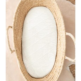 Love To Dream Cotton Mattress Protector Quilted Bassinet Sheet | Waterproof, Soft Jersey Fabric, Fits Oval Mattress, Protects Against Stains, Allergens & Dust Mites, Machine Washable | White