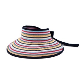 Pineapple&Star Vienna Visor Women's Summer Sun Straw Packable UPF 50+ Beach Hat (Rainbow)