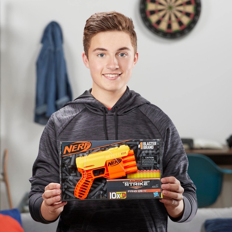 Hasbro Nerf Plastic Alpha Strike Fang Qs-4 Blaster, 4-Dart Blasting,