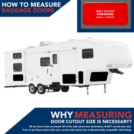Leisure Coachworks RV Baggage Door 40" Wide X 20" High with Rounded Corners and Thumblocks for RV's- Compartment Access Storage Doors with Top Hinge- Camper Trailer Motor Home