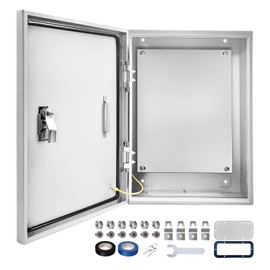 Outdoor Electrical Box 24 x 16 x 12''D NEMA 4X Enclosure Steel Box, Waterproof & Dustproof Outdoor/Indoor Lockable Electrical Junction Box, with Mounting Plate