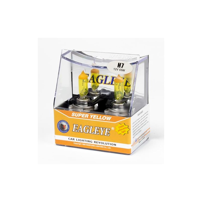 Eagleye Super Yellow 2300K H7 12V 55W Halogen Headlight bulbs