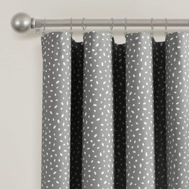 Lush Decor Pixie Fox Geo Blackout Window Curtain Panel, Single Panel, 52" W x 84" L, Dark Gray - 100% Blackout Curtains - Gray Curtains for Kids & Baby - Geometric Dots - Bedroom & Nursery Decor