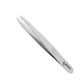 Tweezers for Women Facial Hair - Hand Filed & Aligned Precision Tweezers for Ingrown Hair Plucking - Non Slip Grip Slant Sharp Tweezers for Men (Silver)